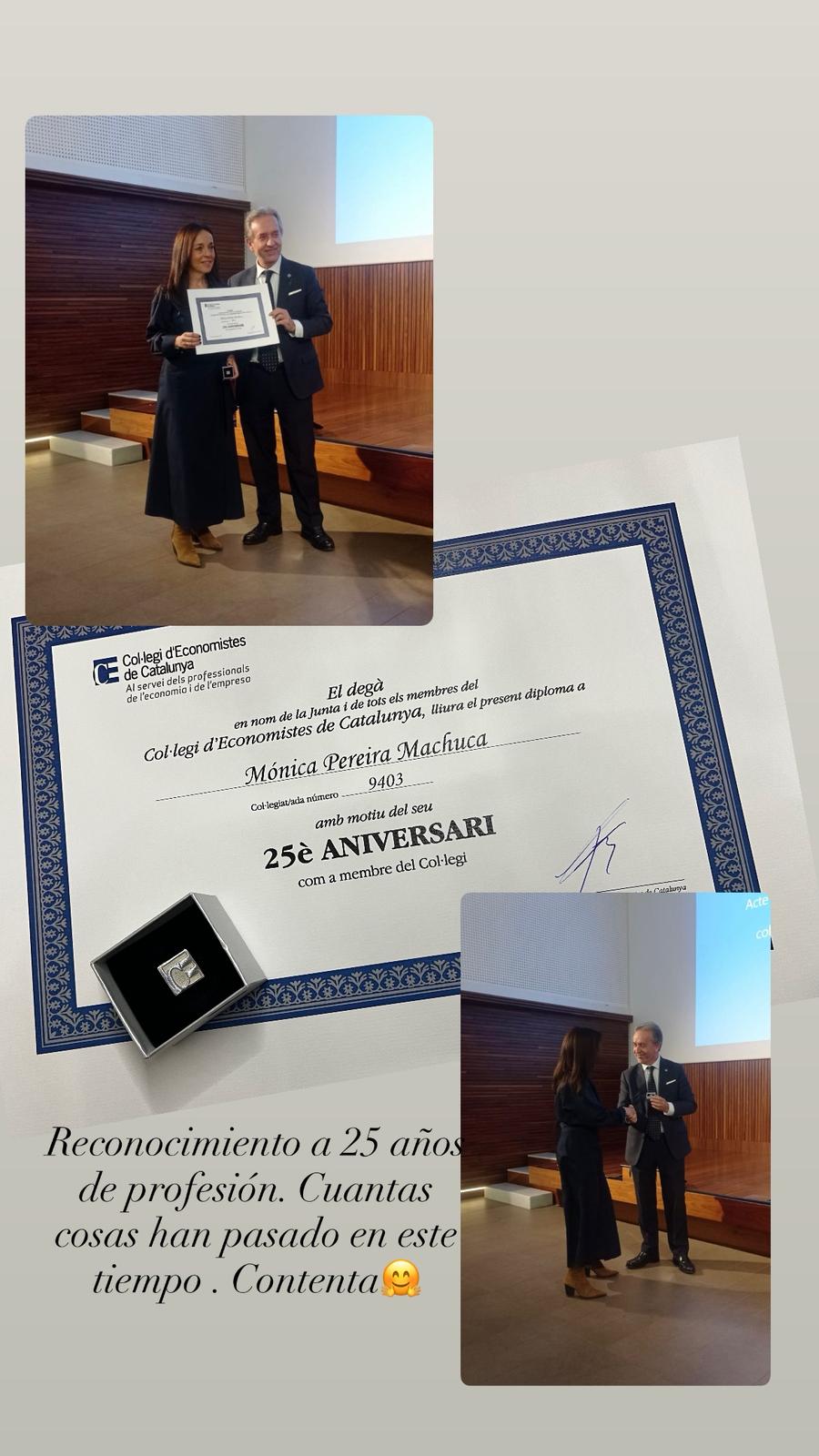 Reconocimiento Mónica Pereira 25 años Colegi d'Economistes de Catalunya Reconocimiento Mónica Pereira 25 años Colegi d'Economistes de Catalunya